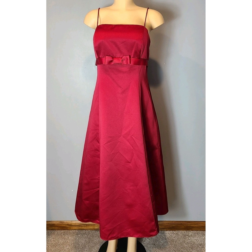 vintage RED PARTY DRESS tulle midi taffeta formal Sz 10 Retro 60s Style Wedding
